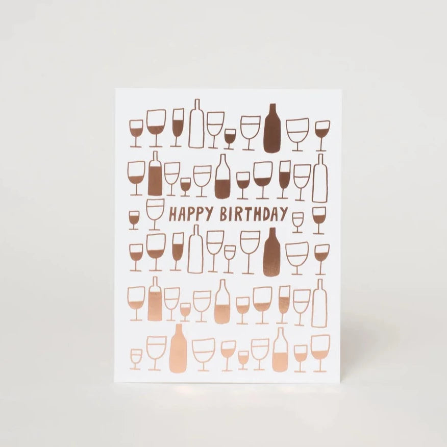 Happy Birthday Wine Glasses greeting card by Egg Press