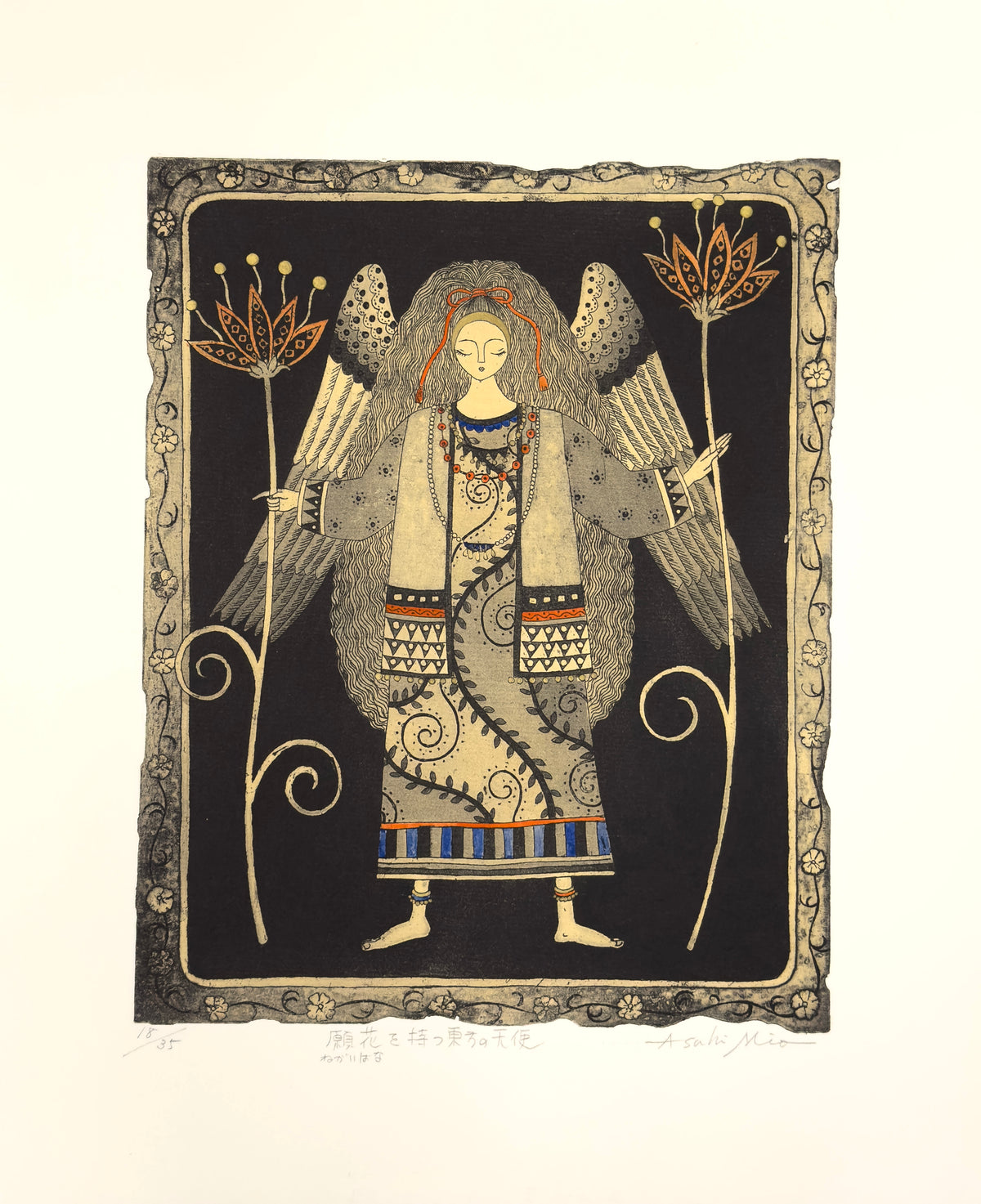 Angel of the East with hope flowers III
