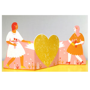 
            
                Load image into Gallery viewer, Two Women Concertina Heart Card
            
        