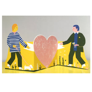 
            
                Load image into Gallery viewer, Two Men Concertina Heart Card
            
        