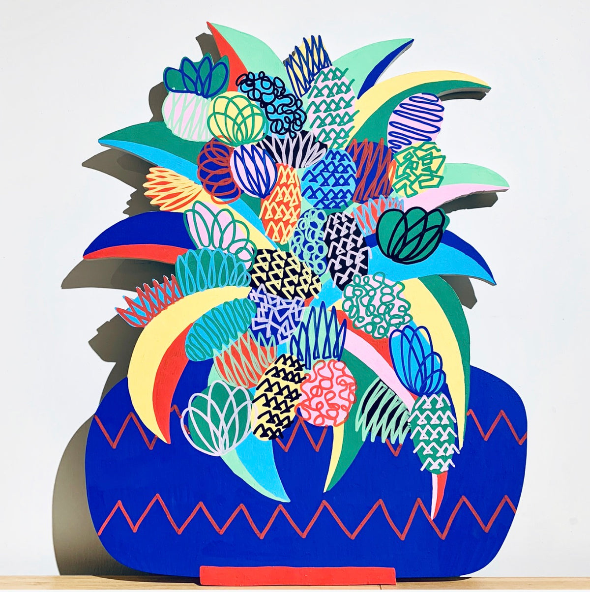 Blue Pot Woodcut